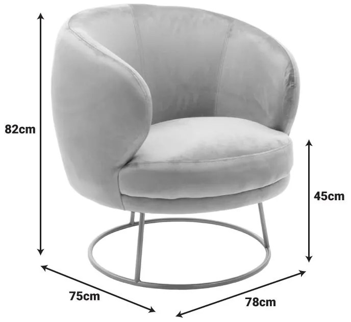 Πολυθρόνα Rony βελούδο μπεζ-χρυσό 78x75x82εκ 78x75x82 εκ.