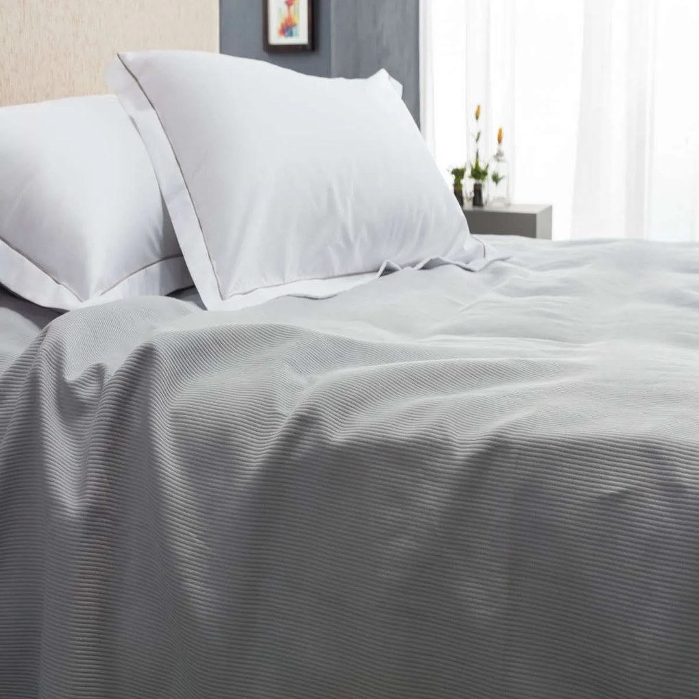 Κουβέρτα 1061 Πικέ Grey Vesta Home Μονό 170x250cm 100% Βαμβάκι