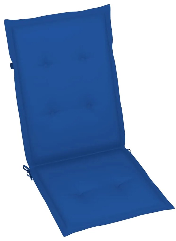 vidaXL Καρέκλες Κήπου 2 τεμ. από Μασίφ Ξύλο Teak &amp; Μπλε Ρουά Μαξιλάρια