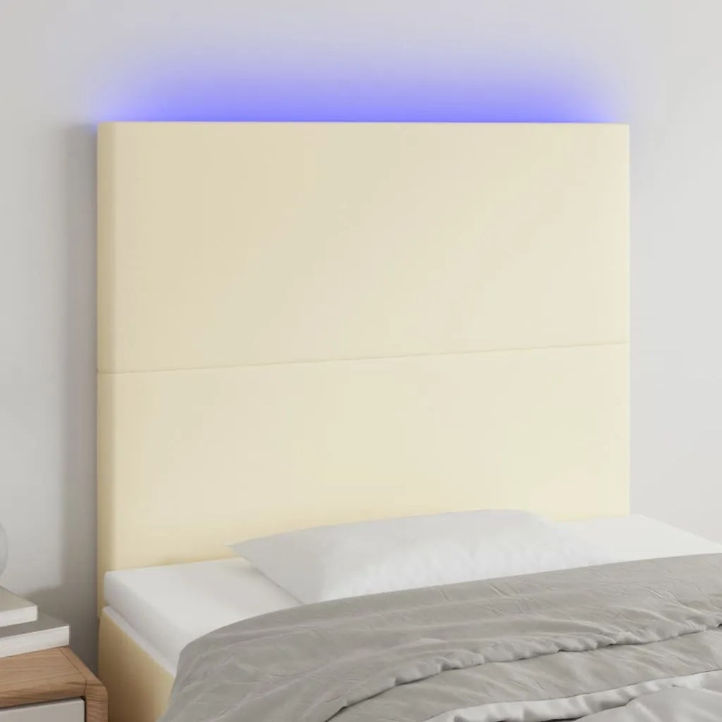 vidaXL Κεφαλάρι Κρεβατιού LED Κρεμ 90x5x118/128 εκ