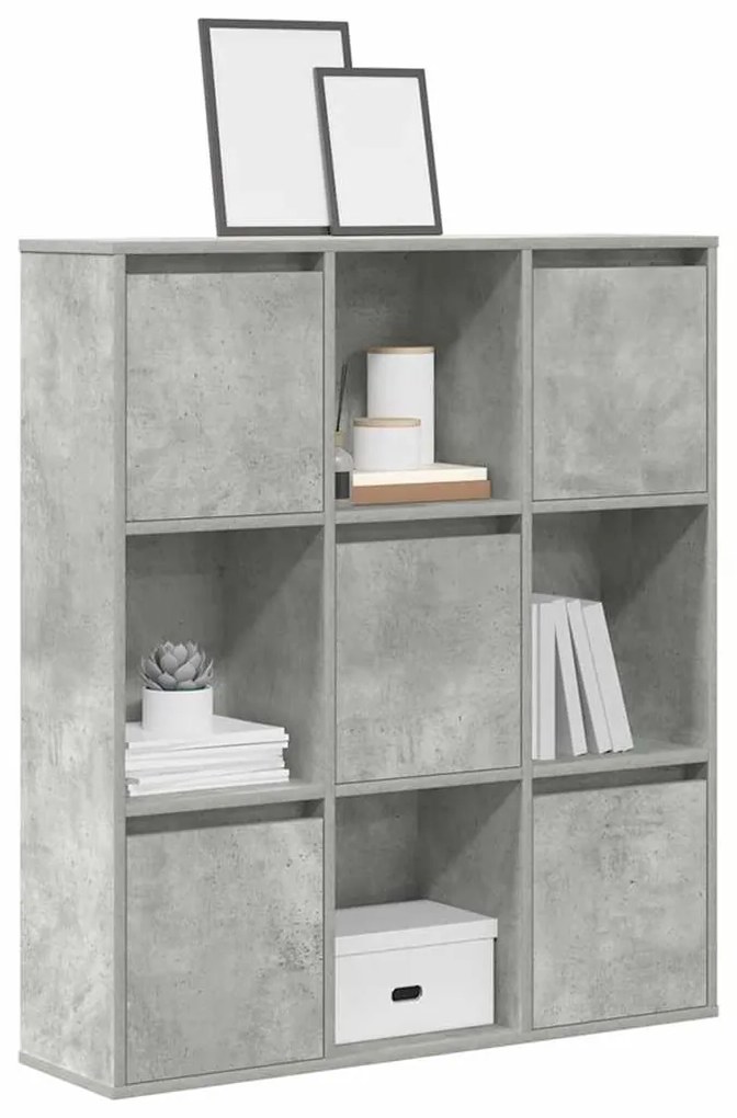 Βιβλιοθήκη Γκρι Σκυροδέματος 89x24x101,5 εκ. Επεξεργ. Ξύλο