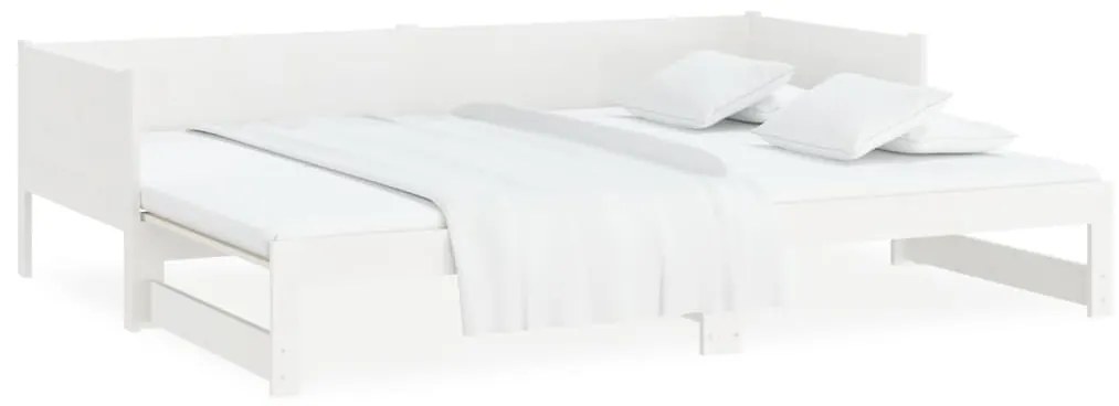 vidaXL Καναπές Κρεβάτι Συρόμενος Λευκός 2x(90x190) εκ. από Μασίφ Πεύκο