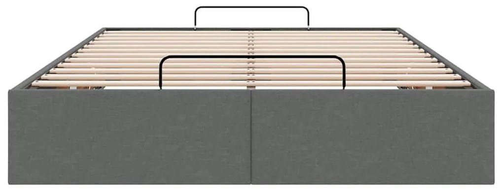 vidaXL Οθωμανικό πλαίσιο κρεβατιού χωρίς στρώμα Σκούρο γκρι Ύφασμα