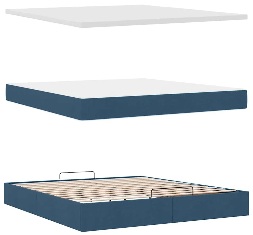 Οθωμανικό κρεβάτι με στρώμα μπλε 180x200cm ύφασμα 3313098