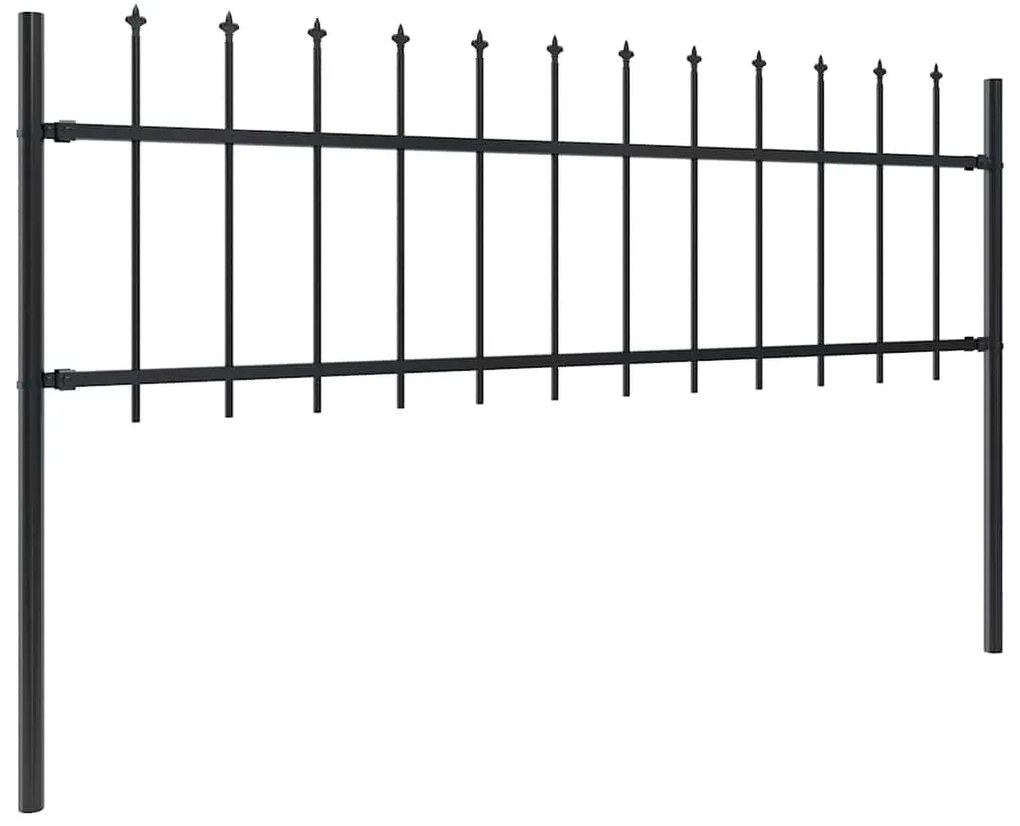 vidaXL Φράχτης Κήπου με Κορυφή Δόρυ Μαύρος Ατσάλινος 1248 x 60 εκ.