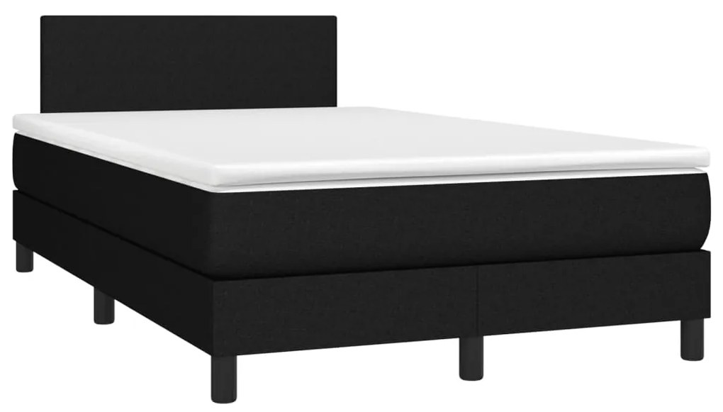 Κρεβάτι Boxspring με Στρώμα &amp; LED Μαύρο 120x190 εκ. Υφασμάτινο - Μαύρο