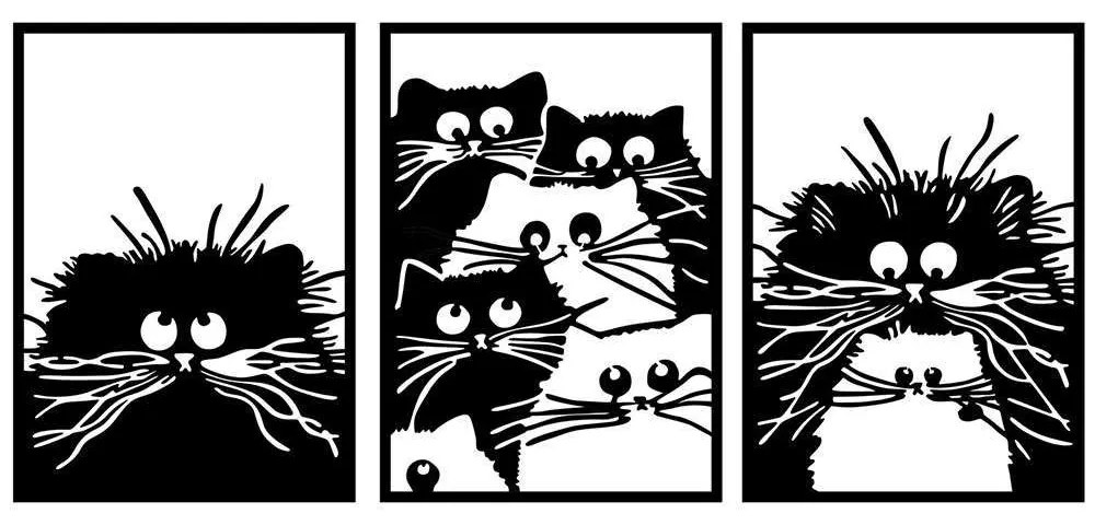 Διακοσμητικό Τοίχου Cats (Σετ 3Τμχ) 899SKL2543 50x70cm Black Wallity Metal
