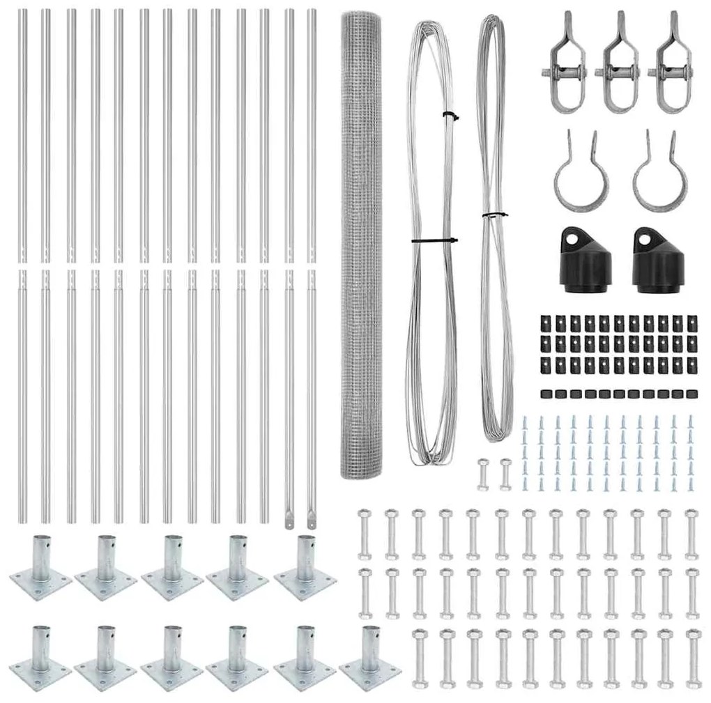 vidaXL Στύλος Περιφράξεων Ασημί 25 x 1,5 μ (19 x 19 χιλ πλέγμα) Ατσάλι