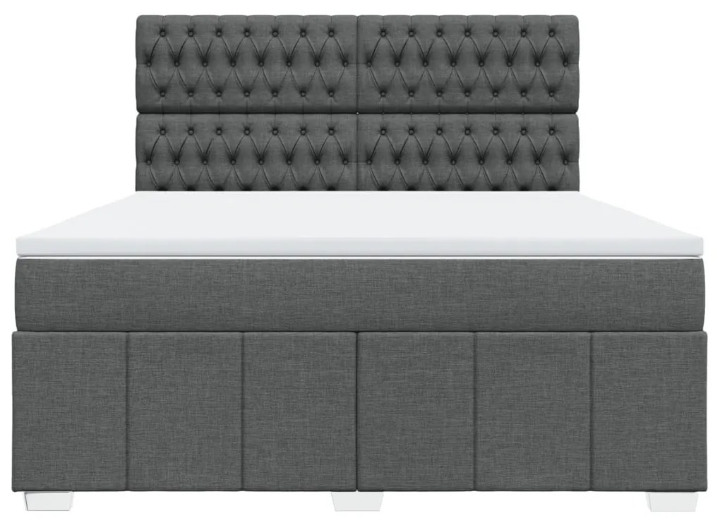 vidaXL Κρεβάτι Boxspring με Στρώμα Σκούρο Γκρι 180x200 εκ Υφασμάτιν