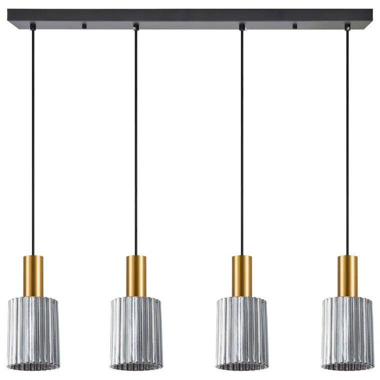 Φωτιστικό Οροφής - Ράγα Adept Tube 77-8580 85x300cm 4xE27 60W Gold-Smoke Homelighting Metal, Glass