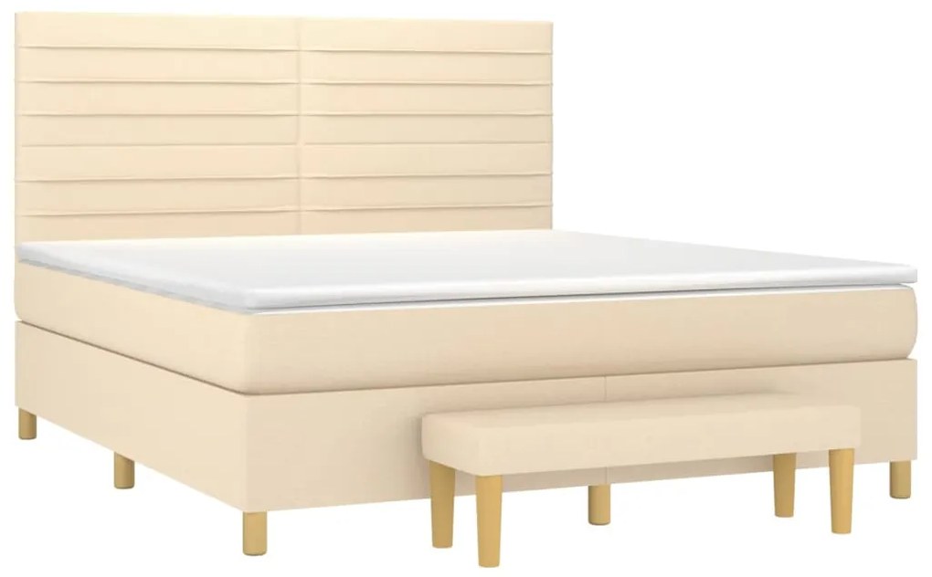 vidaXL Κρεβάτι Boxspring με Στρώμα Κρεμ 180x200 εκ. Υφασμάτινο