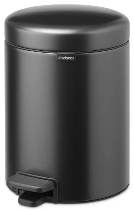 Κάδος απορριμμάτων με πεντάλ Brabantia NewIcon 1008838, 5 L, Ομαλό κλείσιμο, Αντιολισθητική βάση, Σκούρο γκρι