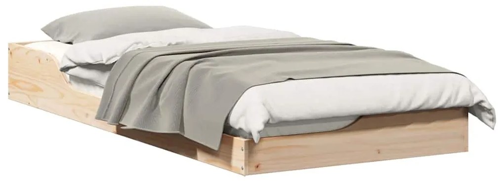 vidaXL Κρεβάτι δαπέδου Καφέ 90 x 200 cm Μασίφ ξύλο πεύκου