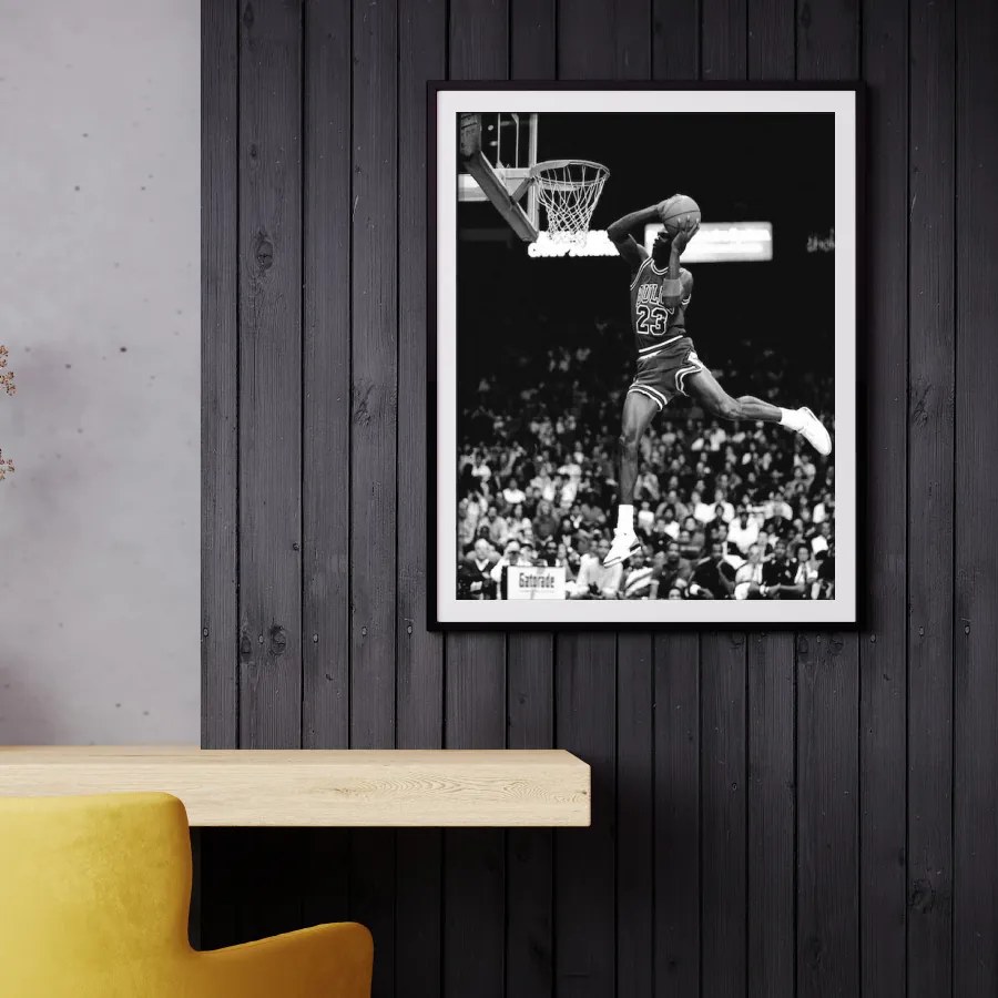 Πόστερ &amp; Κάδρο Michael Jordan KDS008C 22x31cm Μαύρο Ξύλινο Κάδρο (με πόστερ)