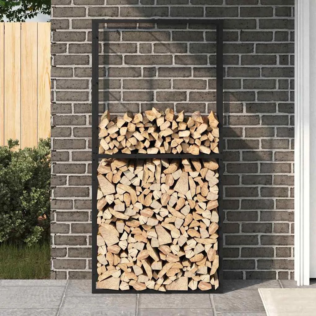 vidaXL Ράφι για καυσόξυλα Μαύρο 100x30x209 cm Χάλυβας