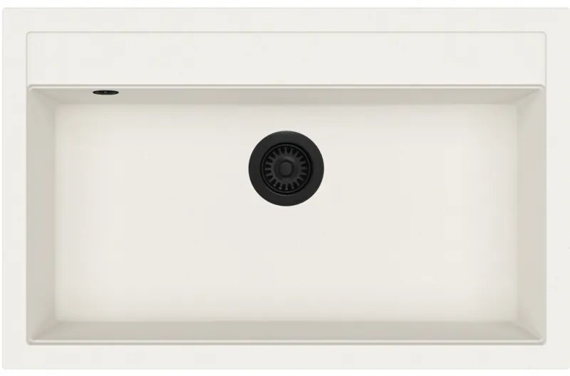 Helika Quadro SQQ 103 Ένθετος Γρανιτένιος Νεροχύτης με Μαύρη Βαλβίδα Μ79.5xΠ50.5cm Λευκό