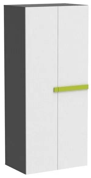 Ντουλάπα Bristol A111, Άσπρο, Γραφίτης, Πράσινο, 188x81x52cm, Πόρτες ντουλάπας: Με μεντεσέδες