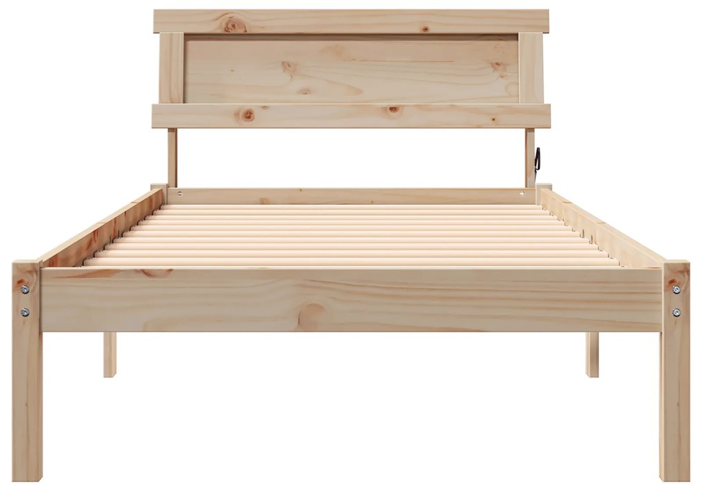 vidaXL Σκελετός Κρεβατιού Καφέ 90 x 190 cm Μασίφ ξύλο πεύκου