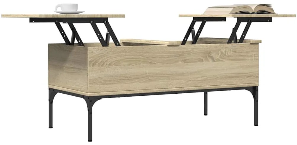 vidaXL Τραπεζάκι Σαλονιού Sonoma Δρυς 100x50x45εκ Επεξ. Ξύλο + Μέταλλο
