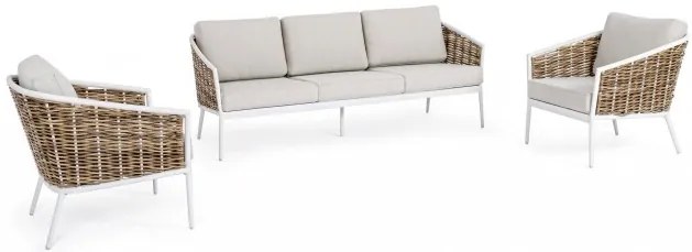 Σετ Σαλόνι Εξωτερικού Χώρου Maribela Λευκό/Καφέ 207,5x83,5x77,5εκ. - Καφέ