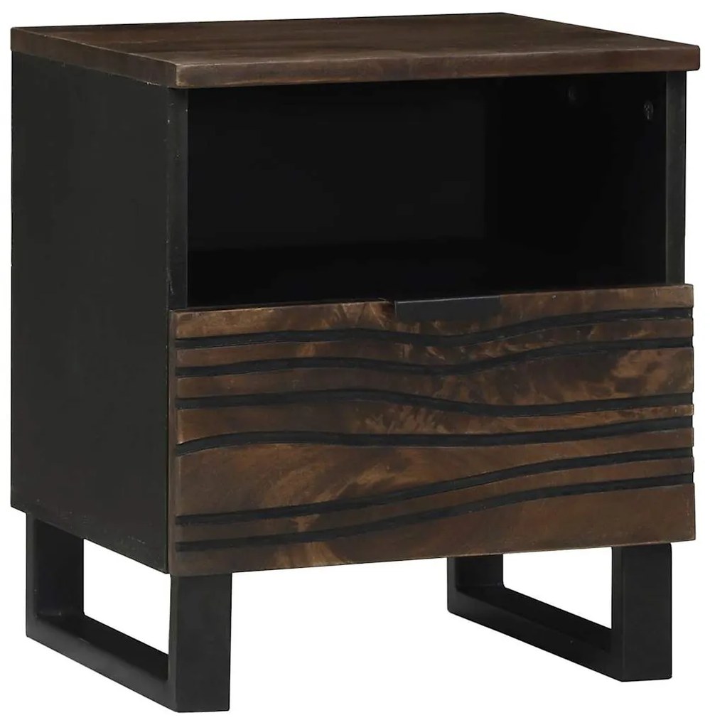 vidaXL Κομοδίνο 2 pcs Καρυδιά 40 x 33 x 46 εκ. Μασίφ ξύλο μάνγκο