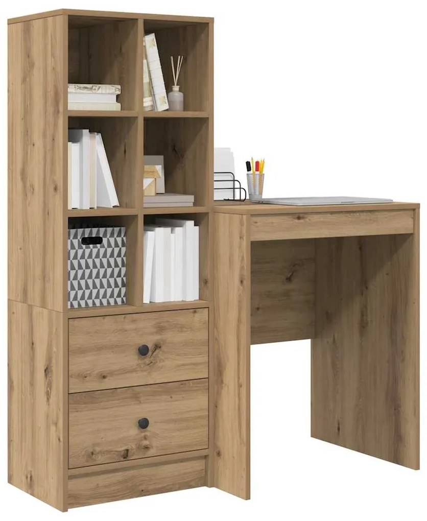 vidaXL Γραφείο με αποθηκευτικό χώρο με συρτάρι 2 pcs artisan δρυς