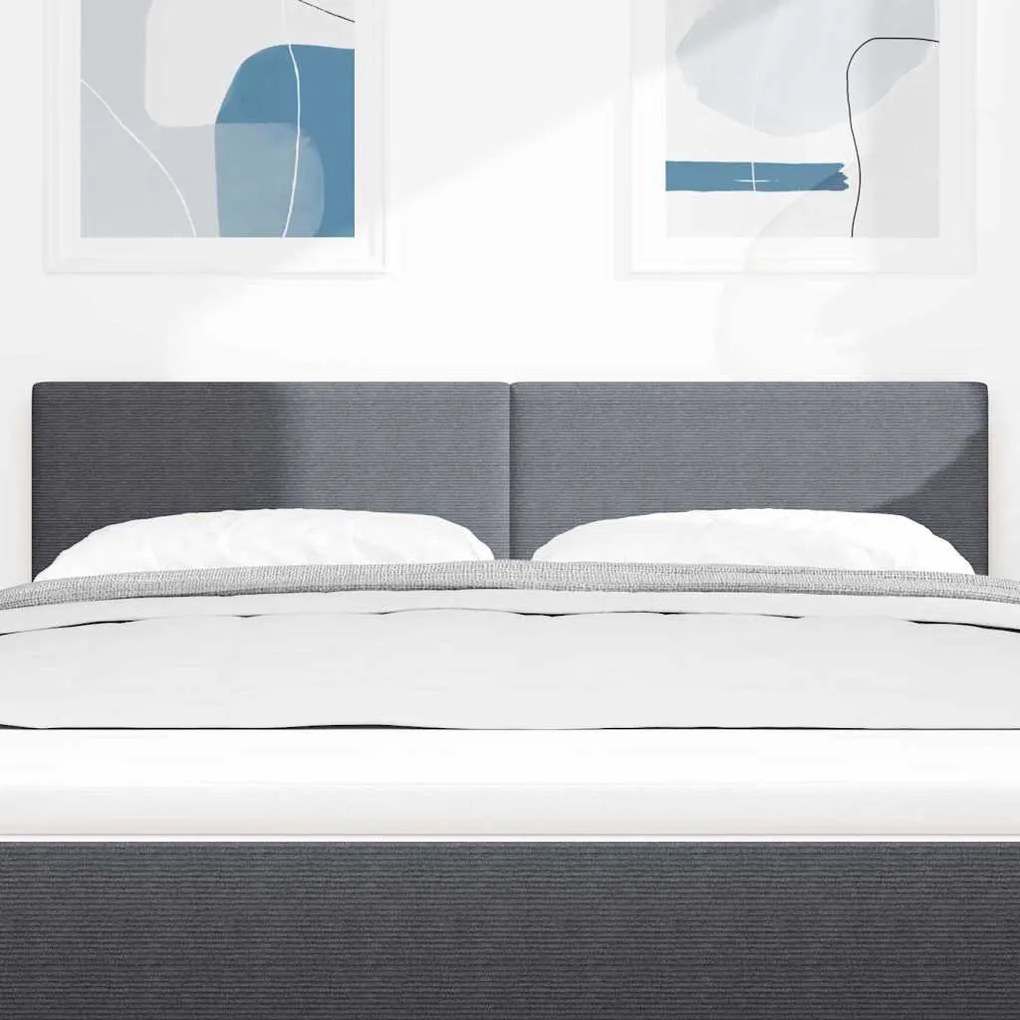 vidaXL Κεφαλάρι με κεφαλάρι Σκούρο γκρι 160 cm Ύφασμα Ριμπ