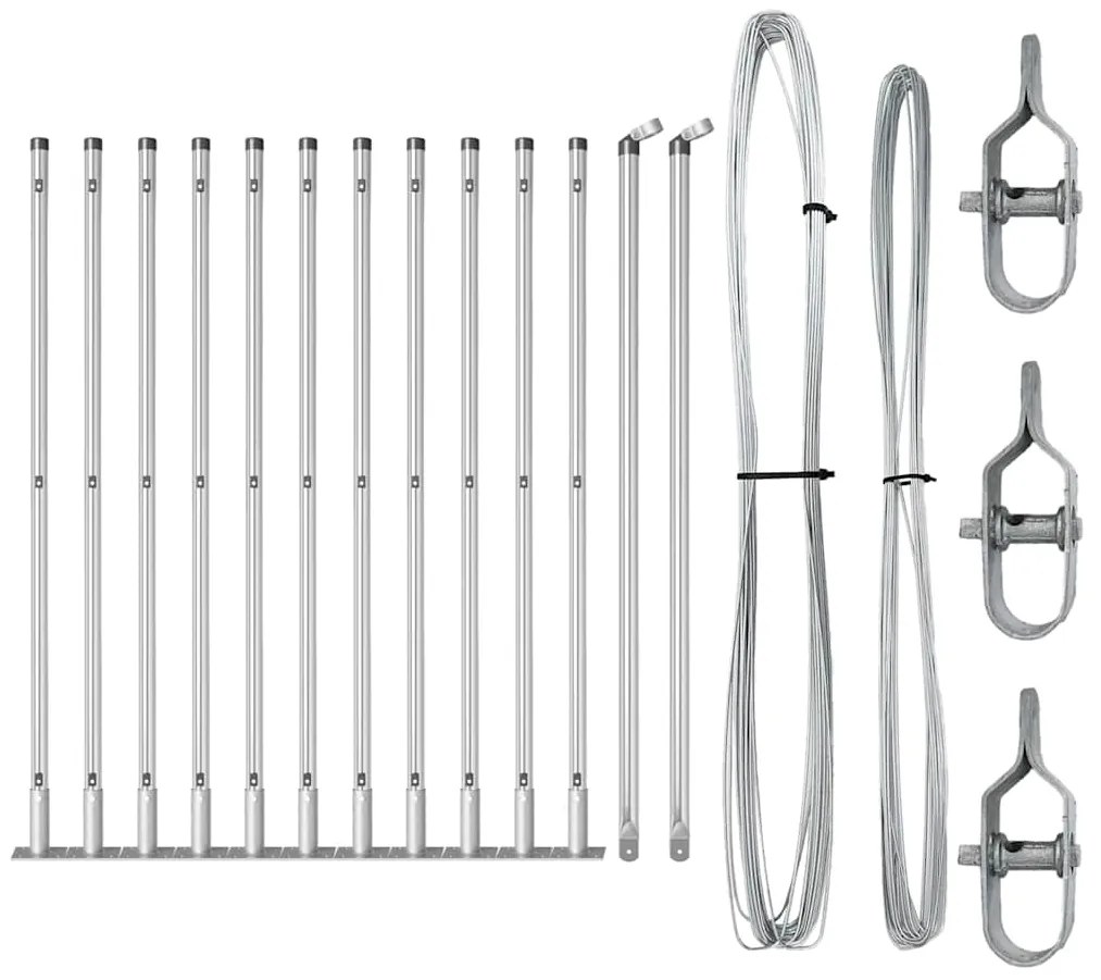 vidaXL Πό posts φράχτη 13 pcs Ασημί Ø32mm 110 εκ Γαλβανισμένος χάλυβας