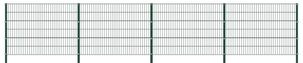 vidaXL Πάνελ Περίφραξης με Στύλους Σιδερένιο Πράσινο 694,5 x 120 εκ.