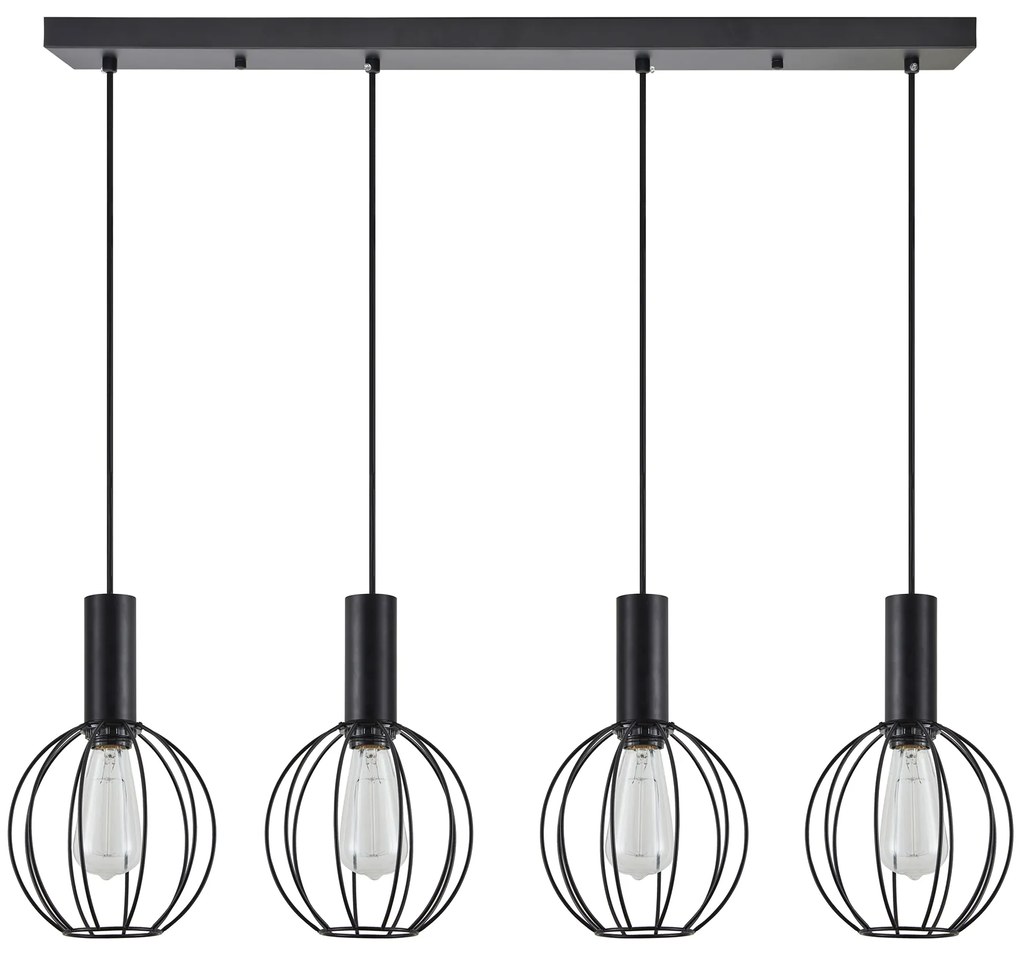 SE21-BL-4-4BL-GR2 ADEPT TUBE Black Pendant Black Metal Grid+ HOMELIGHTING 77-8539