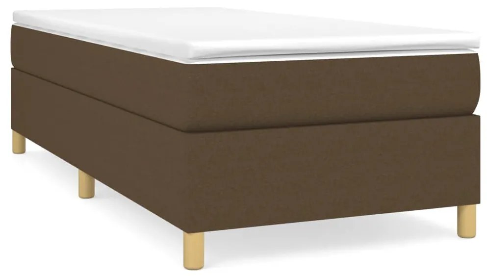 Κρεβάτι Boxspring με Στρώμα Σκούρο Καφέ 90x190 εκ. Υφασμάτινο - Καφέ