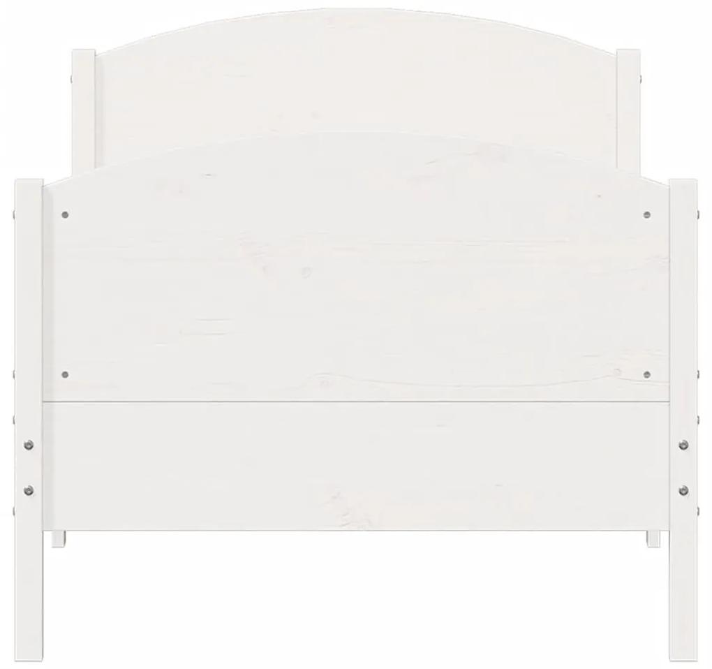 Πλαίσιο Κρεβατιού Κεφαλάρι Λευκό 75x190εκ. Μασίφ Πεύκο - Λευκό
