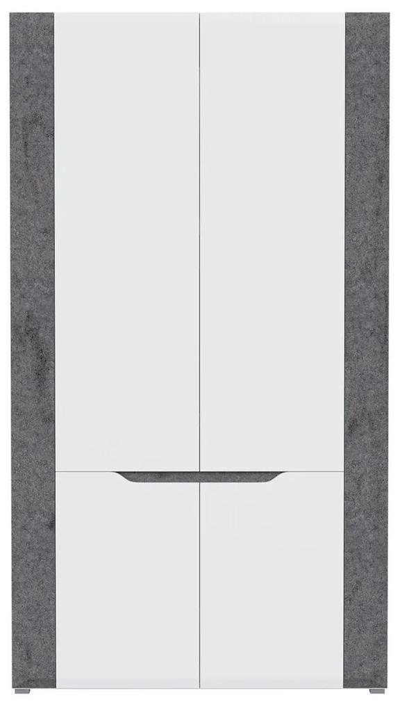 Ντουλάπα Orlando M106, Γυαλιστερό λευκό, Άσπρο, Σκυρόδεμα, 192x107x55cm, Πόρτες ντουλάπας: Με μεντεσέδες | Epipla1.gr