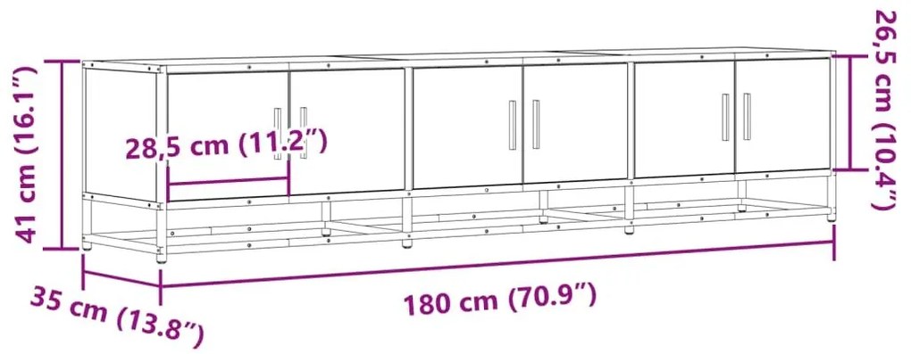 Έπιπλο Τηλεόρασης Καφέ Δρυς 180x35x41 εκ. Επεξεργασμένο Ξύλο - Καφέ