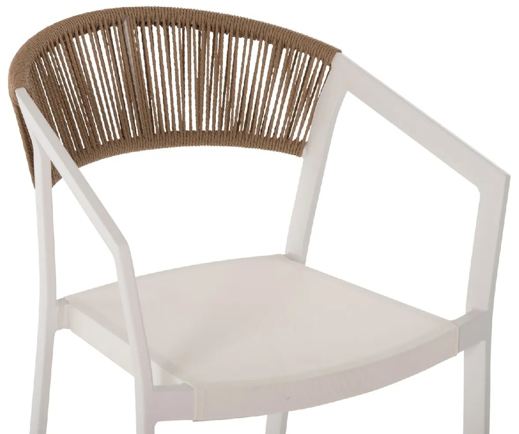 ΣΚΑΜΠΟ ΑΛΟΥΜΙΝΙΟΥ HM5892.12 ΜΕΣΑΙΟΥ ΥΨΟΥΣ RATTAN &amp; TEXTLINE ΛΕΥΚΟ ΜΠΕΖ 55x56,5x99Y