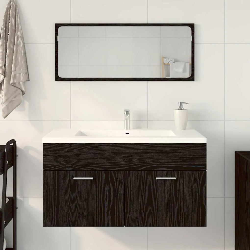 vidaXL Σετ Επίπλων Μπάνιου 2 pcs Μαύρη Οξυά 90 x 38.5 x 46 cm