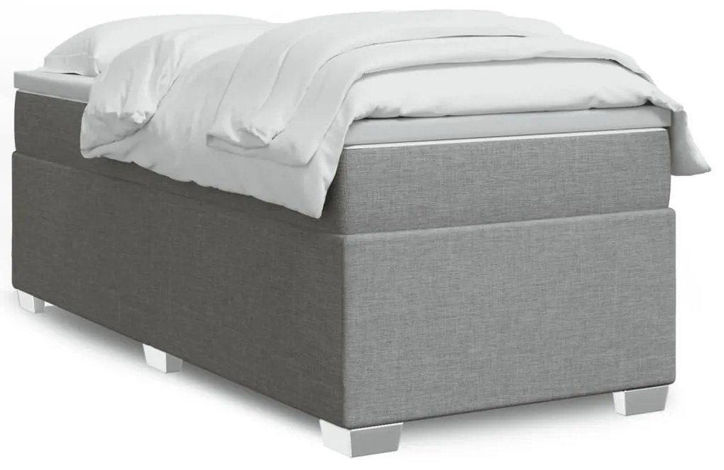 Κρεβάτι Boxspring με Στρώμα Ανοιχτό Γκρι 100x200 εκ. Υφασμάτινο - Γκρι