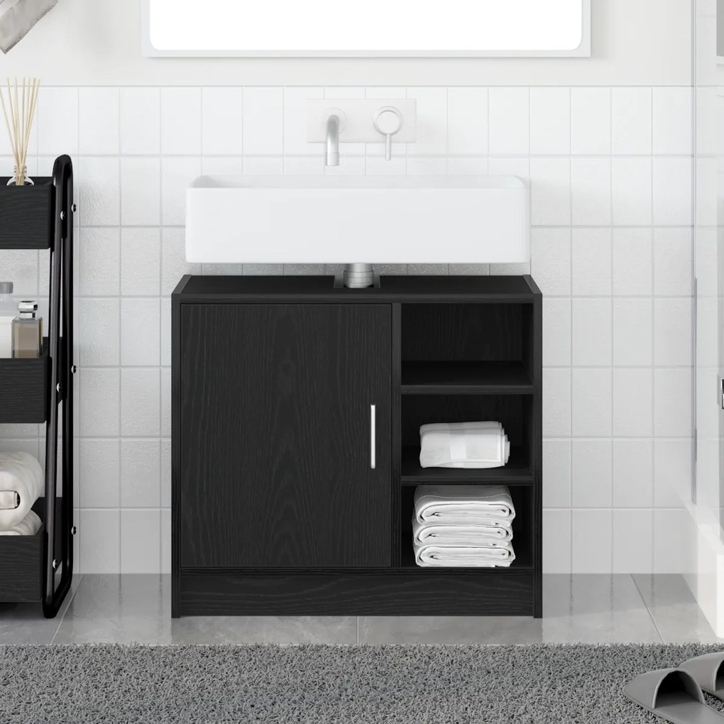 vidaXL Ντουλάπι Νιπτήρα  Μαύρη Βελανιδιά 63x29x55 εκ. Επεξεργασμένο Ξύλο