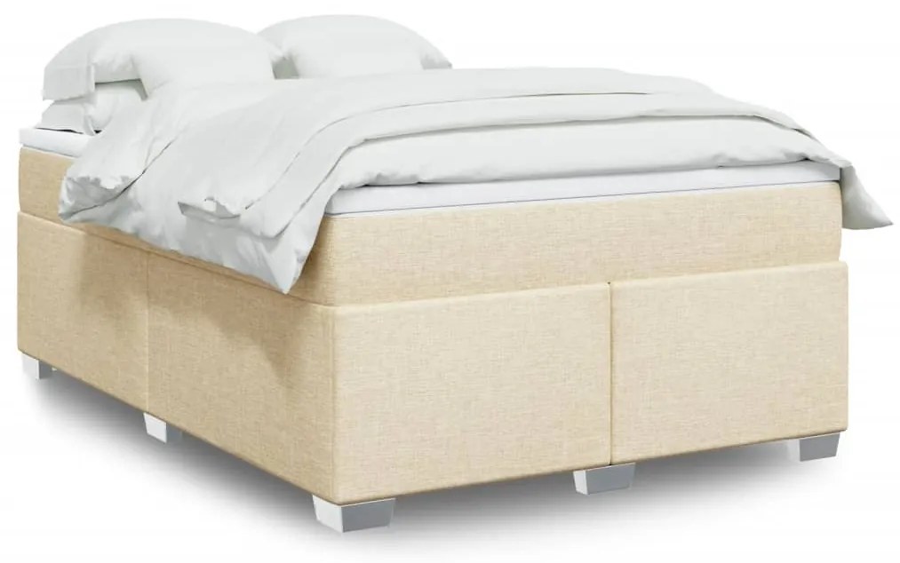 Κρεβάτι Boxspring με Στρώμα Κρεμ 160x200 εκ. Υφασμάτινο