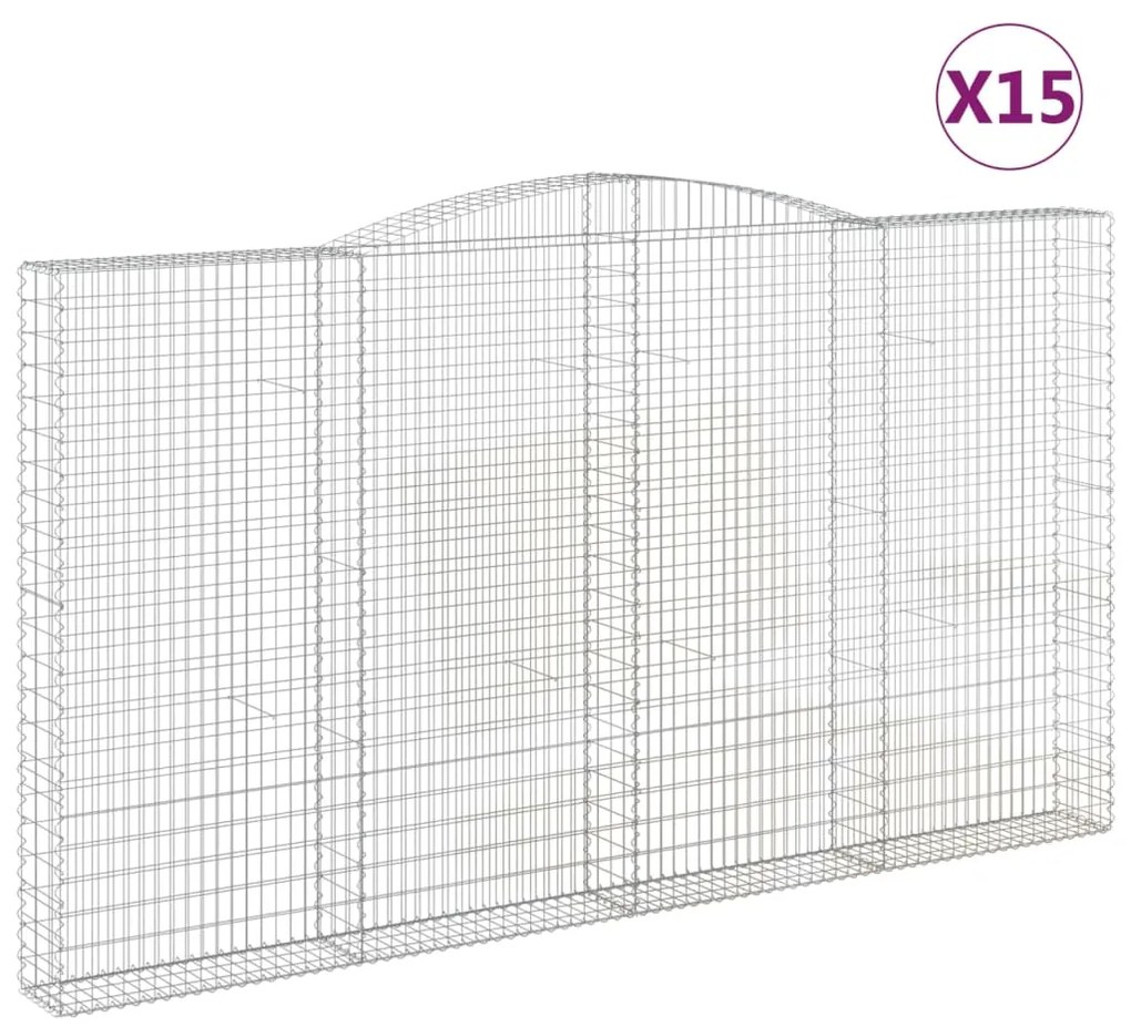 vidaXL Συρματοκιβώτια Τοξωτά 15 τεμ. 400x30x220/240 εκ. Γαλβαν. Ατσάλι