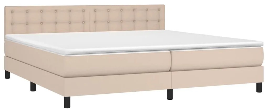 vidaXL Κρεβάτι Boxspring με Στρώμα Καπουτσίνο 200x200εκ.από Συνθ.Δέρμα