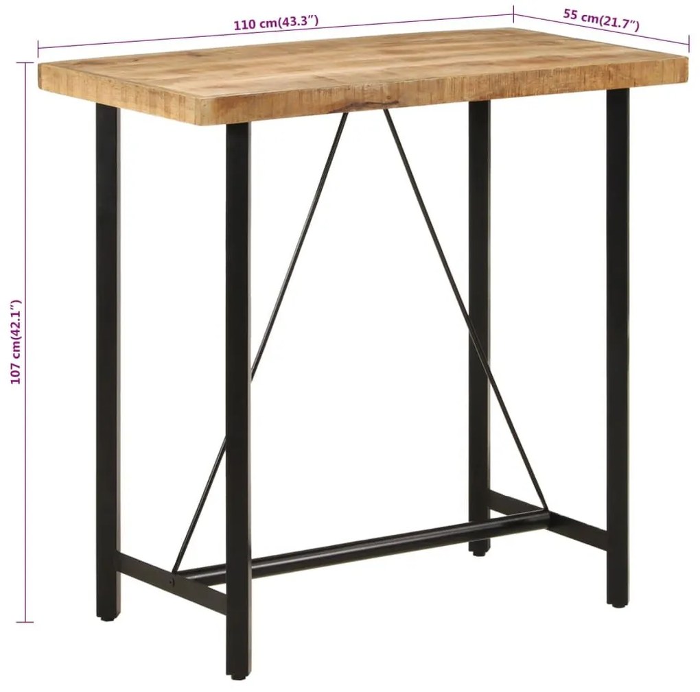 Τραπέζι Μπαρ 110x55x107 εκ. από Μασίφ Ξύλο Μάνγκο &amp; Σίδηρο - Καφέ
