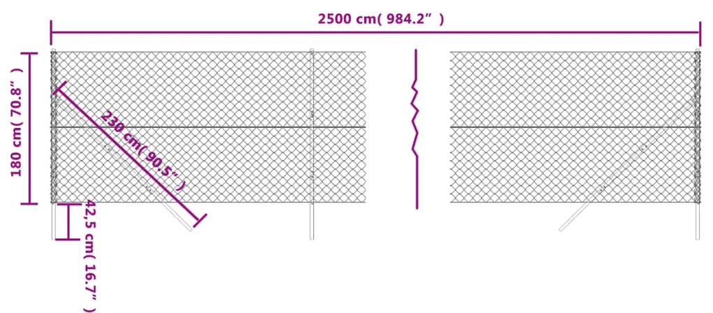 vidaXL Συρματόπλεγμα Περίφραξης Ανθρακί 1,8 x 25 μ.