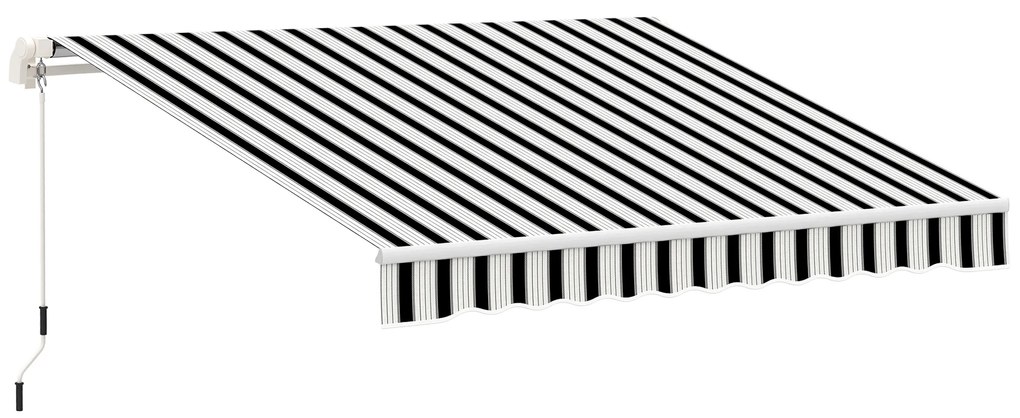 Τέντα Outsunny, Αντηλιακή, Αναδιπλούμενη, με Μανιβέλα, Μεταλλικό Πλαίσιο, Πολυεστέρας, Μπλε+Λευκό, 3,95 x 2,45 x 3,50 m