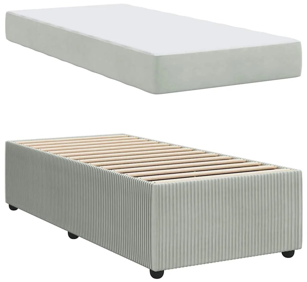 vidaXL Σκελετός Κρεβατιού με στρώμα Ανοιχτό γκρι 90 x 200 cm ύφασμα