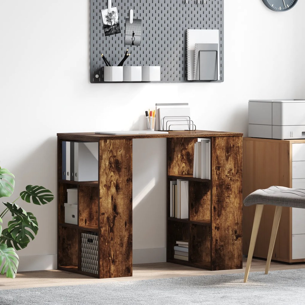 vidaXL Γραφείο Γωνίας Καπνιστή Δρυς Επεξεργασμένο Ξύλο Μεσαίο