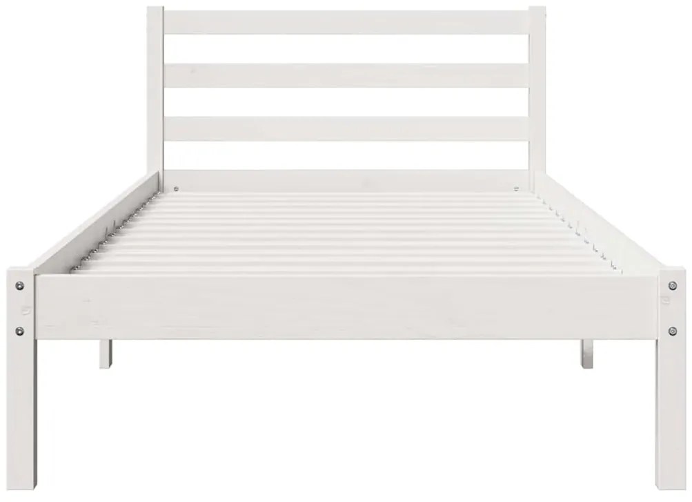 vidaXL Κρεβάτι με κεφαλάρι Λευκό 220 x 90 εκ Μασίφ ξύλο πεύκου
