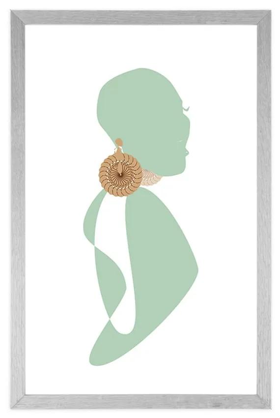 Αφίσα με παρπαστού Γυναικεία φιγούρα σε λευκό φόντο - 20x30 silver