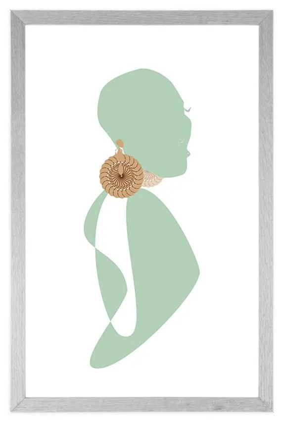 Αφίσα με παρπαστού Γυναικεία φιγούρα σε λευκό φόντο - 30x45 black