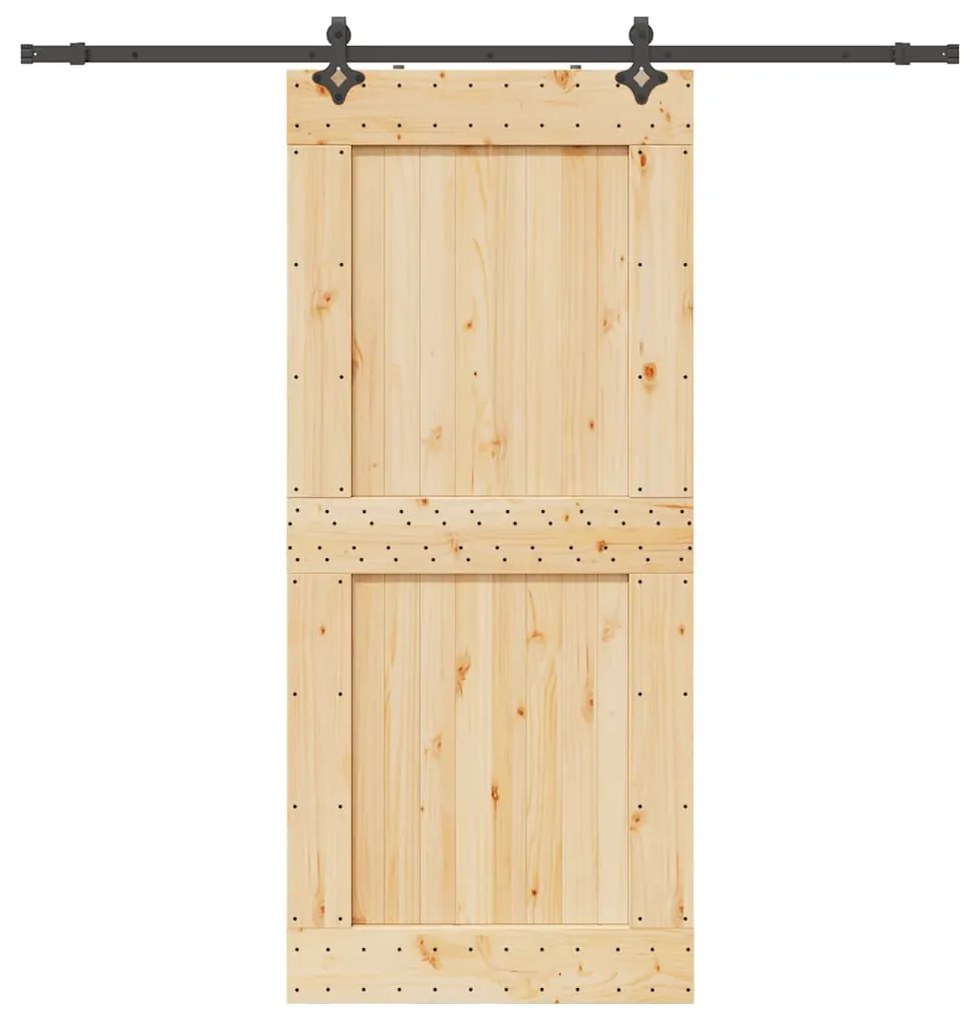 vidaXL Συρόμενη Μεσόπορτα με Μηχανισμό 100 x 210 εκ. Μασίφ Ξύλο Πεύκου